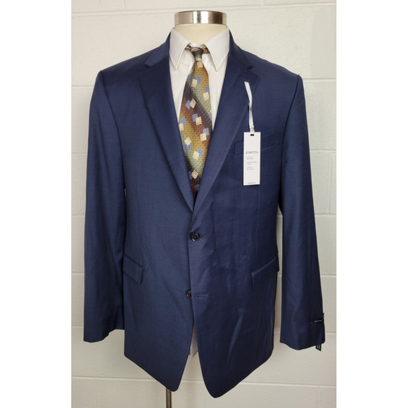 Tommy Hilfiger Adams Mens Stretch‎ Suit Jacket Blue Wool Blend NWT 48L